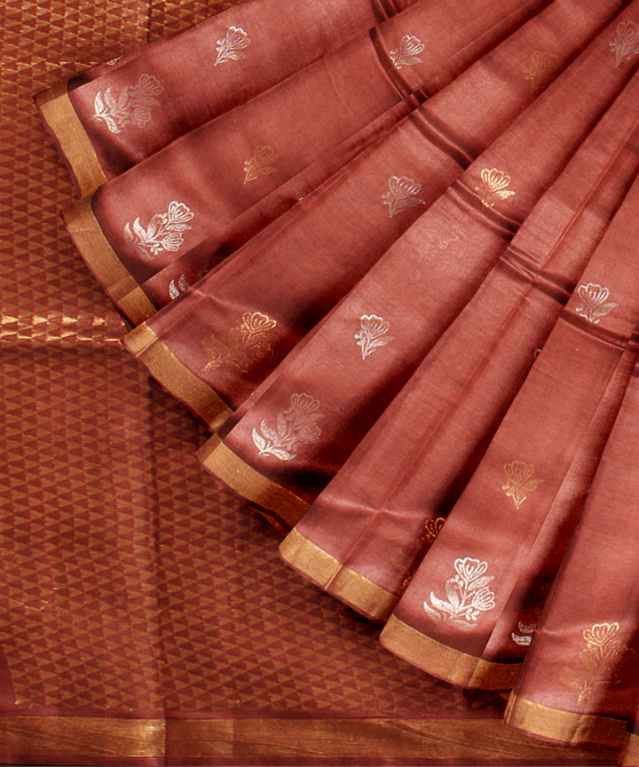 Orange tussar silk chhattisgarh handloom saree