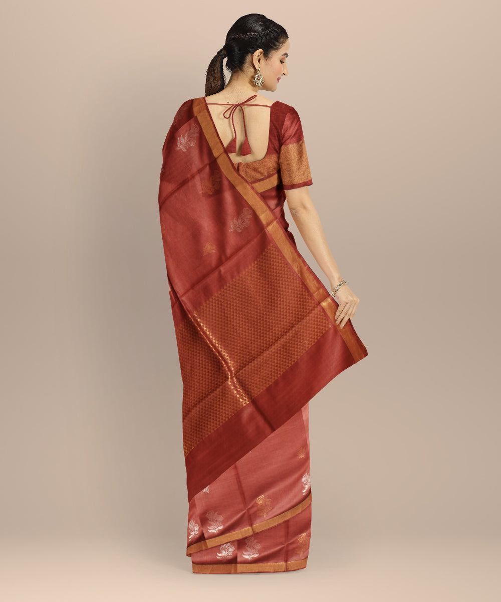 Orange tussar silk chhattisgarh handloom saree