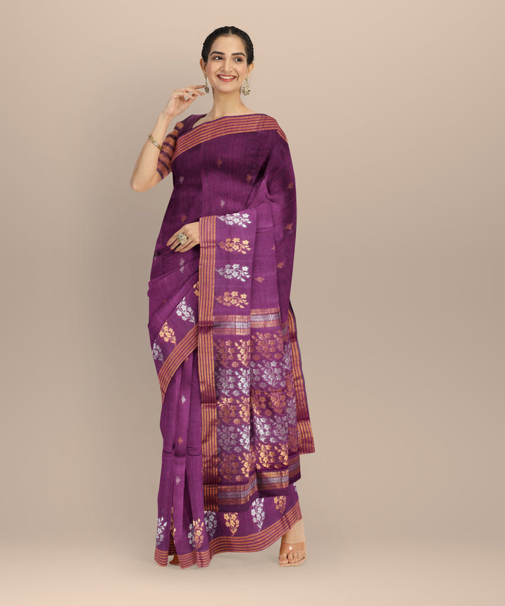 Purple tussar silk chhattisgarh handloom saree