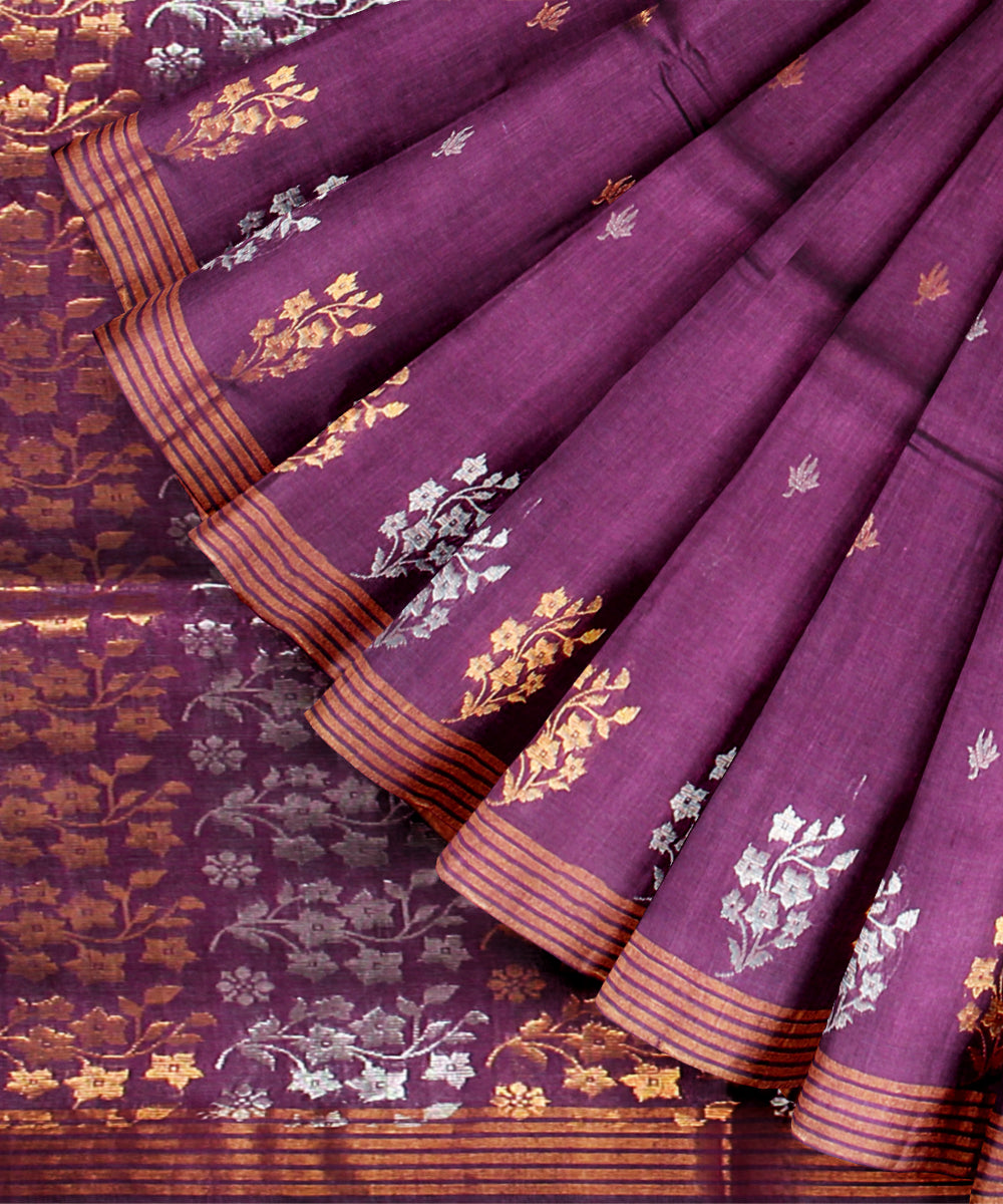 Purple tussar silk chhattisgarh handloom saree