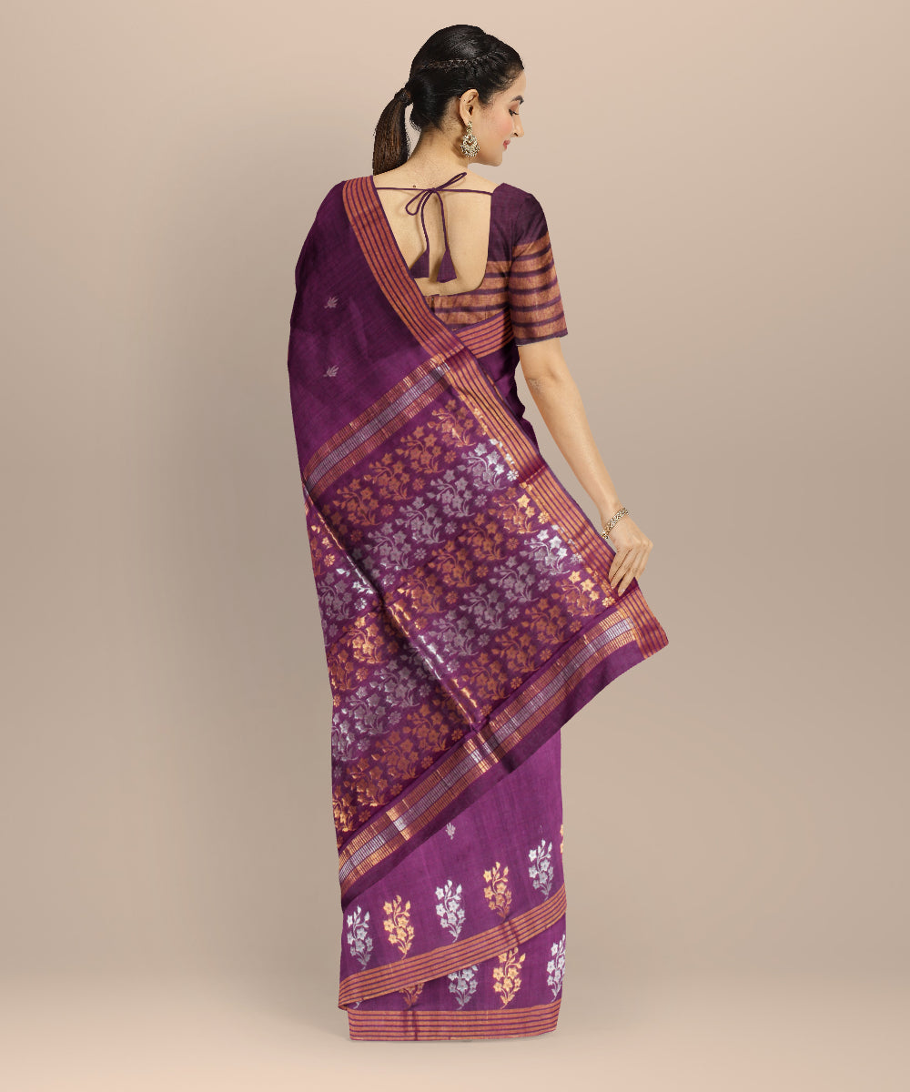 Purple tussar silk chhattisgarh handloom saree