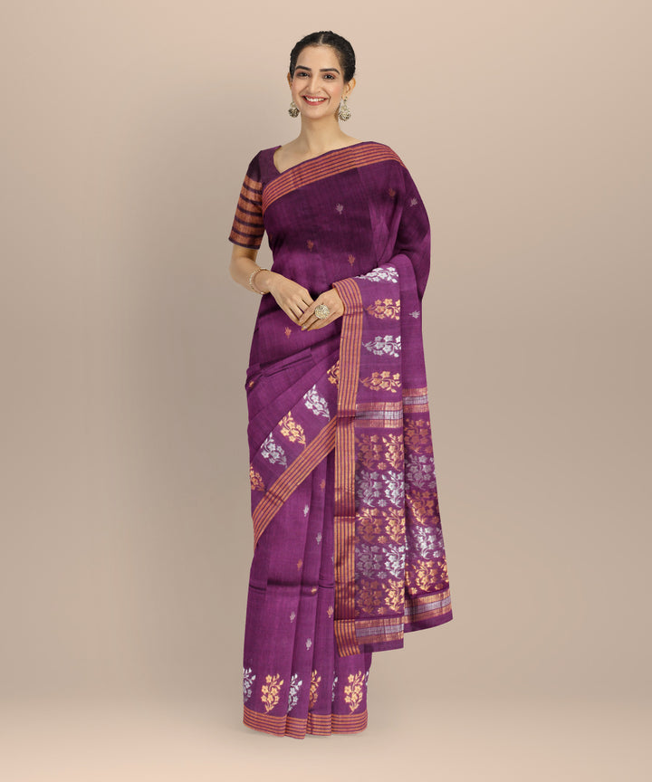 Purple tussar silk chhattisgarh handloom saree