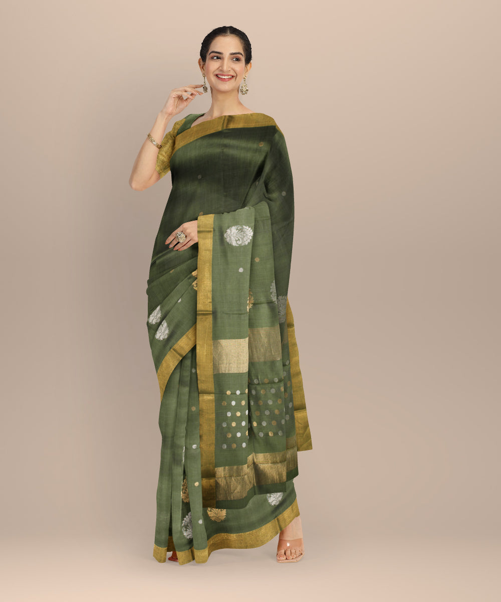 Mehendi green tussar silk chhattisgarh handloom saree