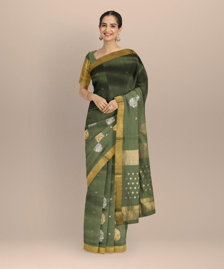 Mehendi green tussar silk chhattisgarh handloom saree