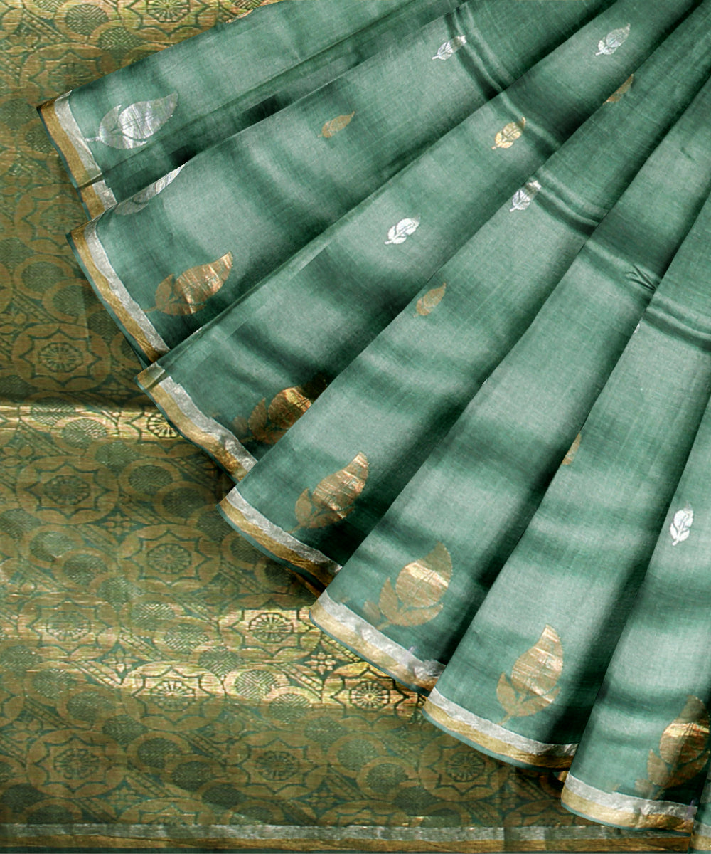 Dark green tussar silk chhattisgarh handloom saree