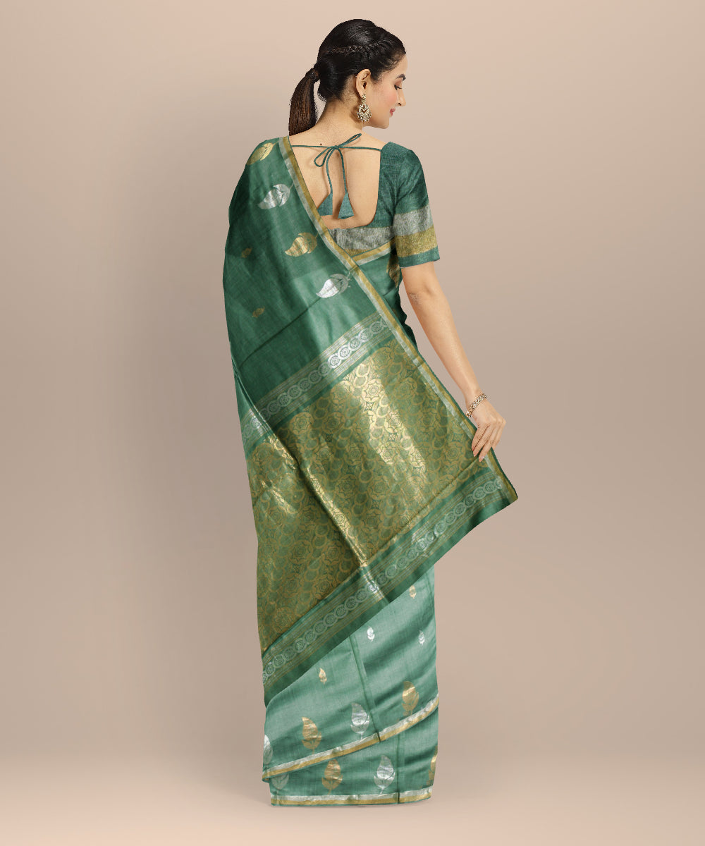 Dark green tussar silk chhattisgarh handloom saree
