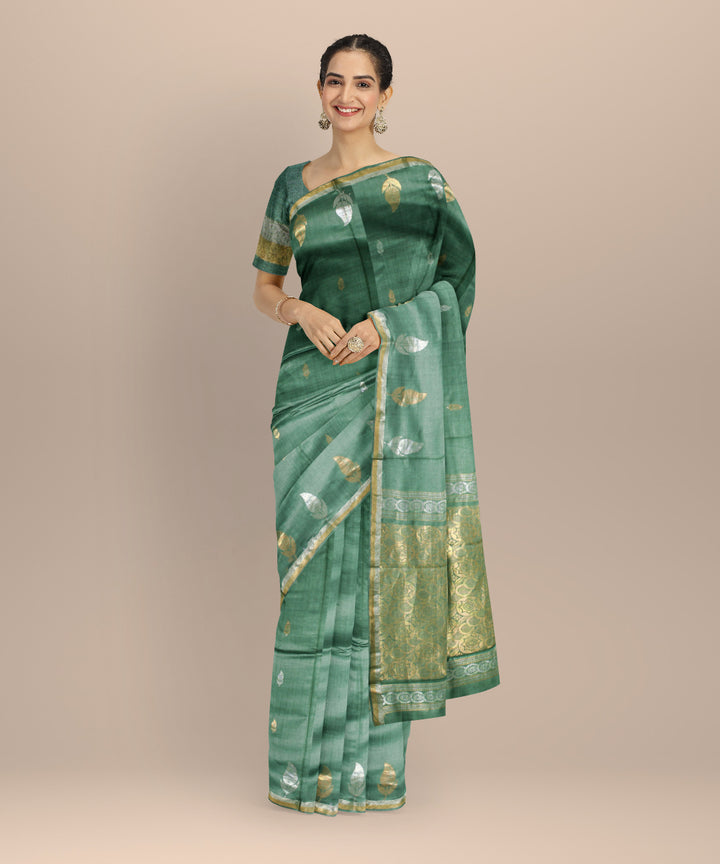 Dark green tussar silk chhattisgarh handloom saree