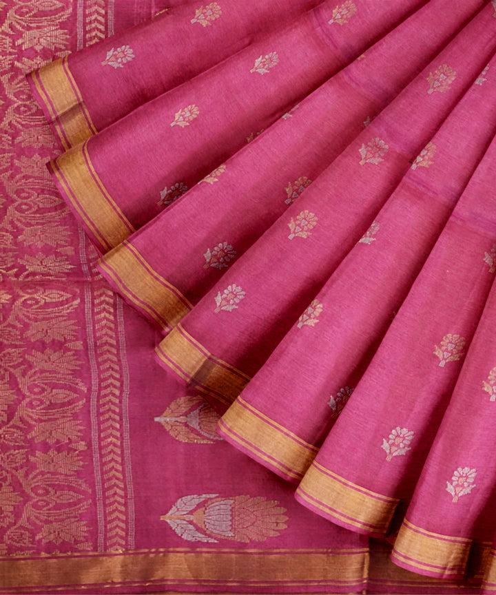 Pink chhattisgarh tussar silk handloom saree
