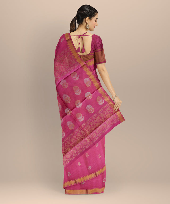Pink chhattisgarh tussar silk handloom saree