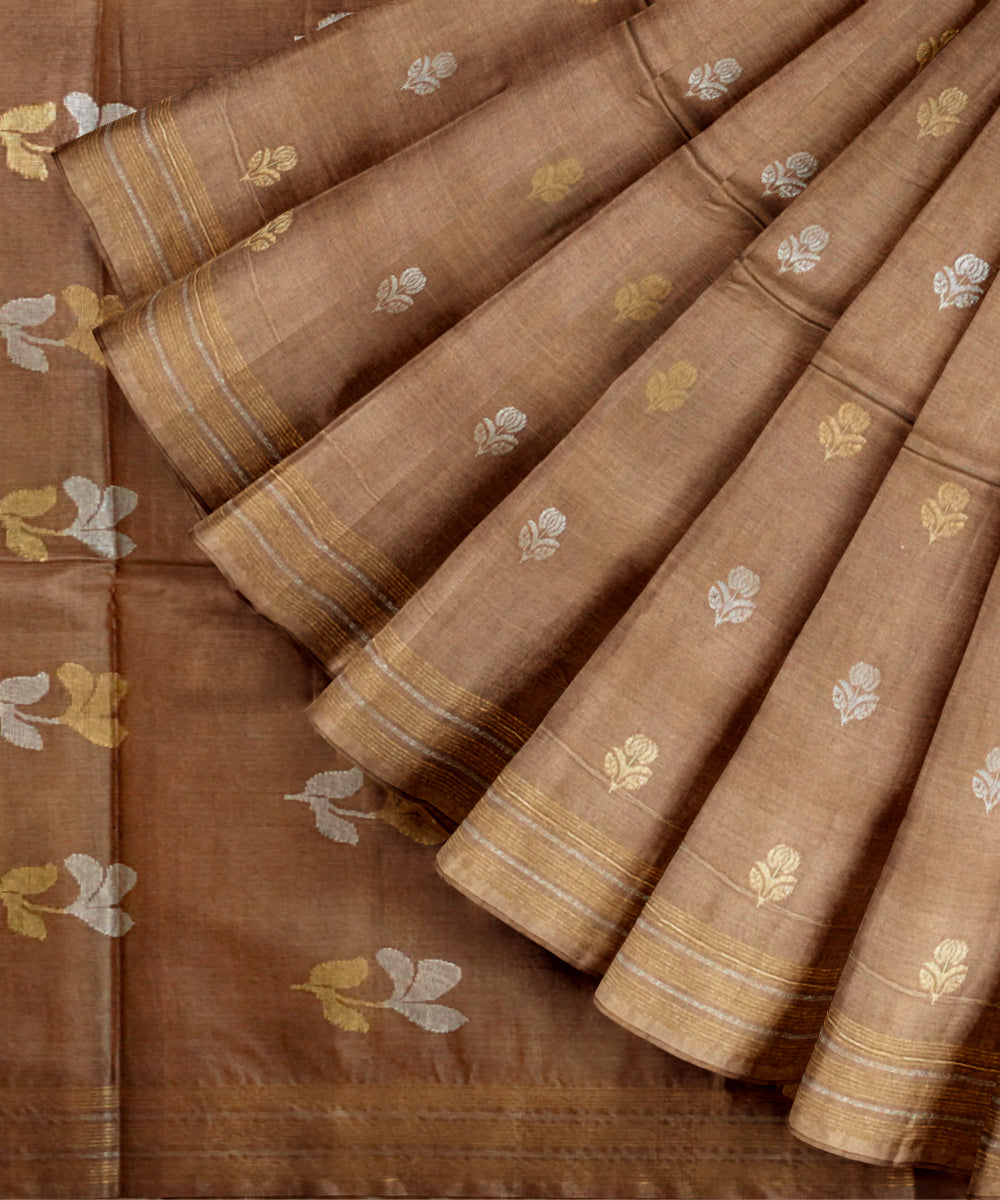 Brown tussar silk chhattisgarh handloom saree