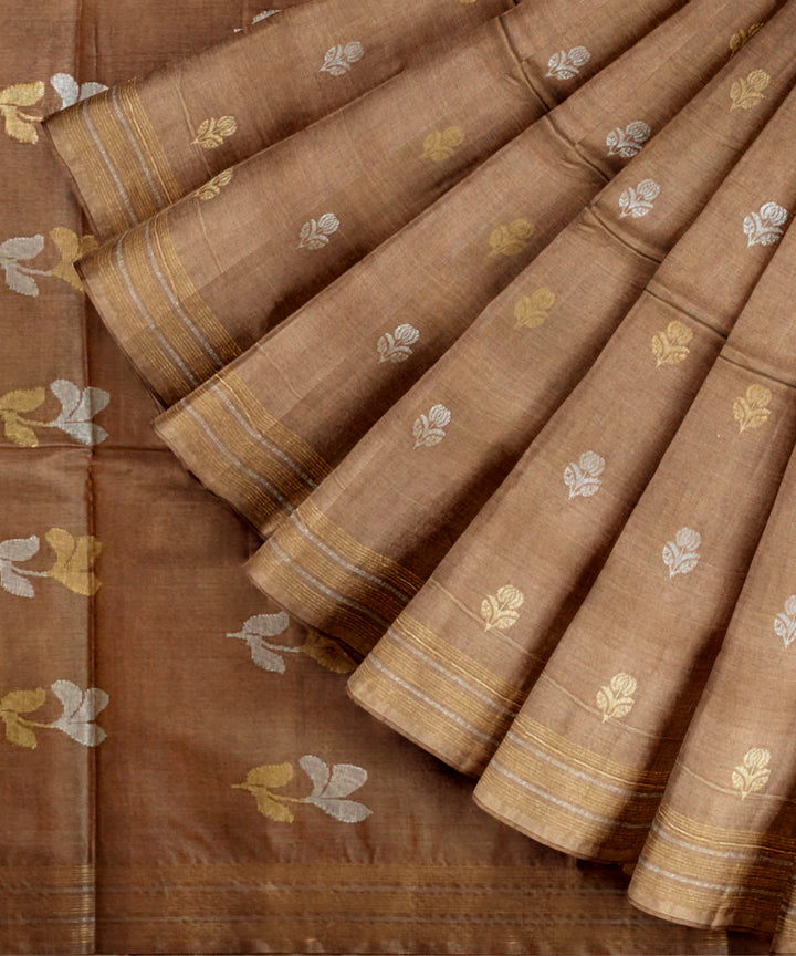 Brown tussar silk chhattisgarh handloom saree