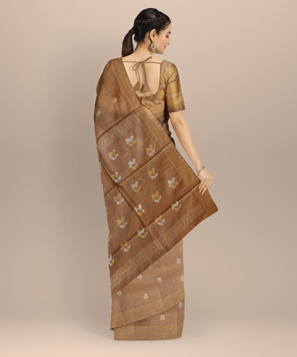 Brown tussar silk chhattisgarh handloom saree