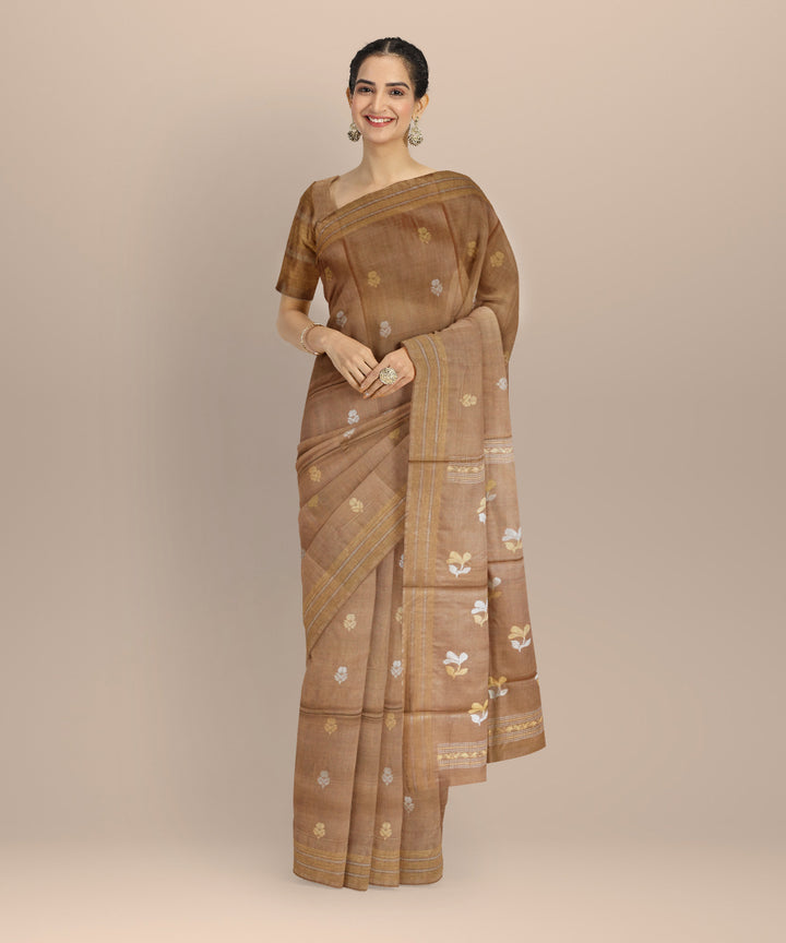 Brown tussar silk chhattisgarh handloom saree