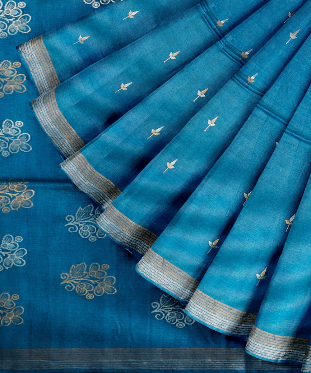 Sky blue tussar silk chhattisgarh handloom saree