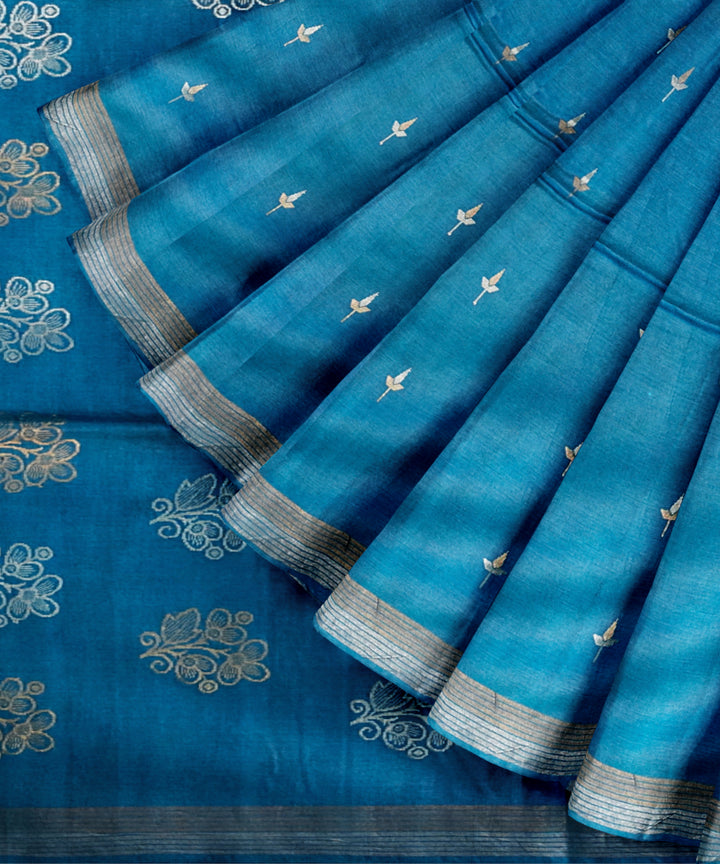 Sky blue tussar silk chhattisgarh handloom saree