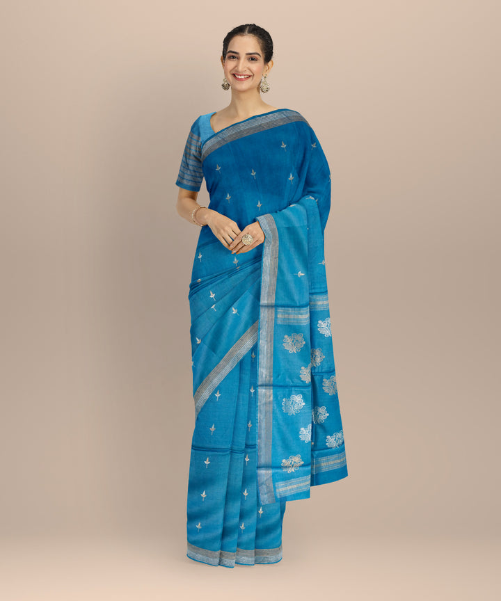 Sky blue tussar silk chhattisgarh handloom saree