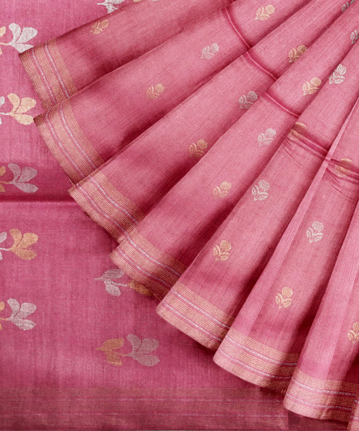 Pink tussar silk chhattisgarh handloom saree