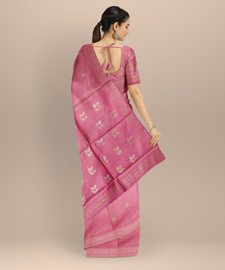 Pink tussar silk chhattisgarh handloom saree