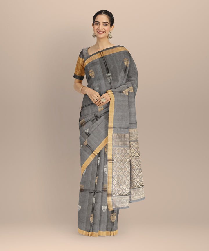 Grey tussar silk chhattisgarh handloom saree