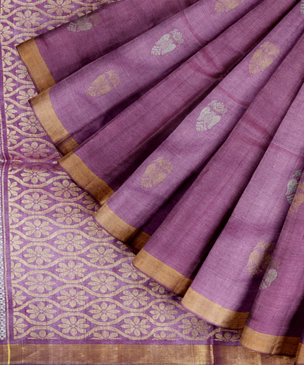 Purple offwhite tussar silk chhattisgarh handloom saree