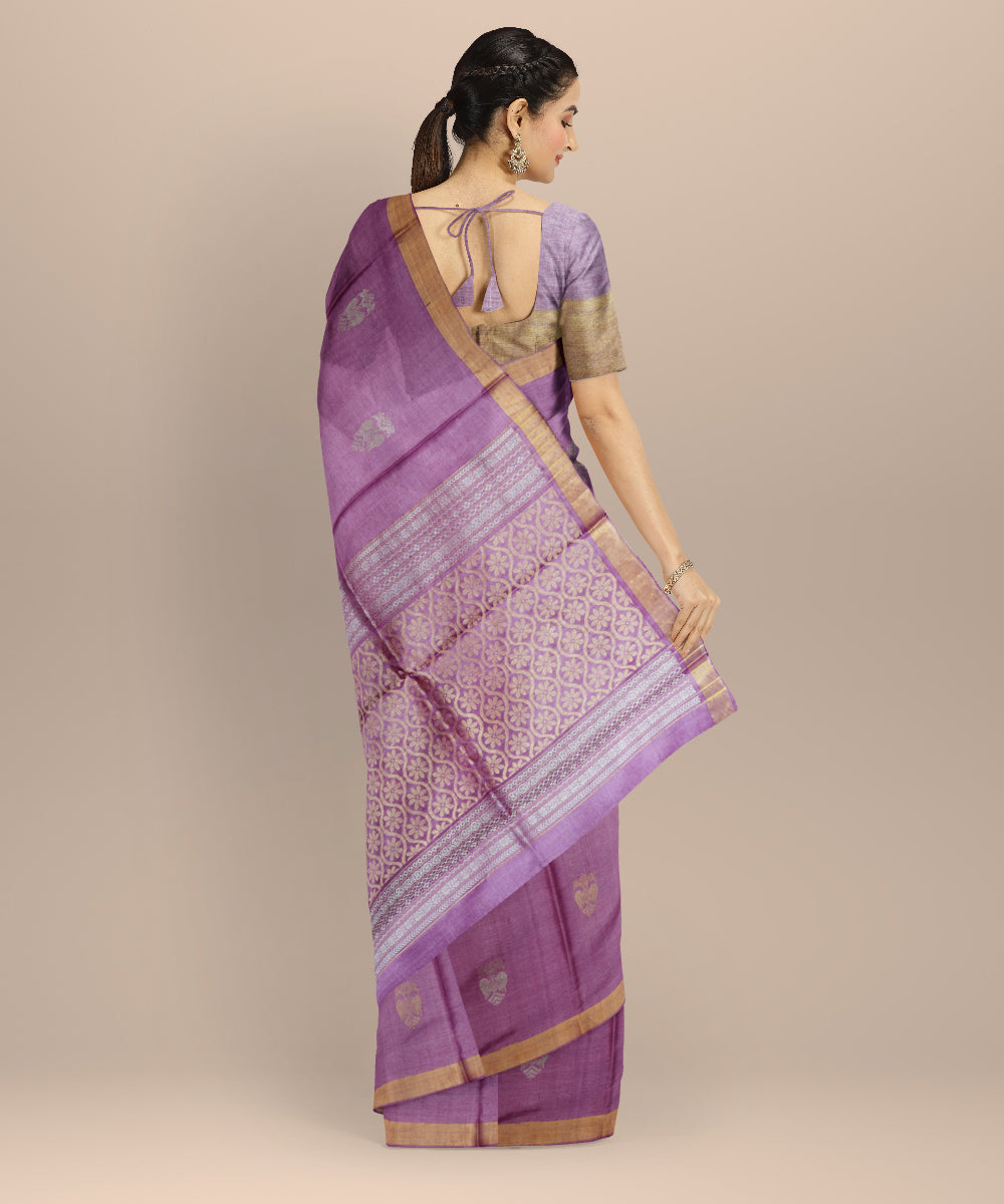 Purple offwhite tussar silk chhattisgarh handloom saree