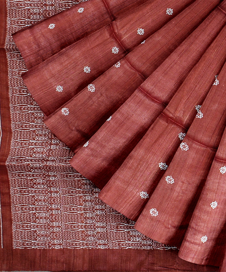 Rust handwoven gopalpur tussar silk saree