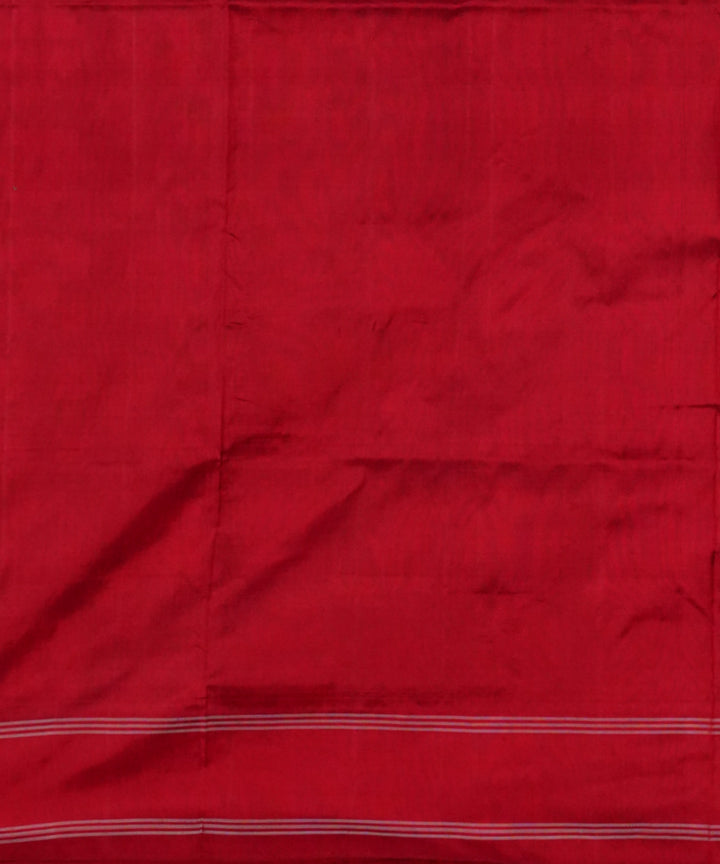 Indigo red white pochampally ikat silk handloom saree