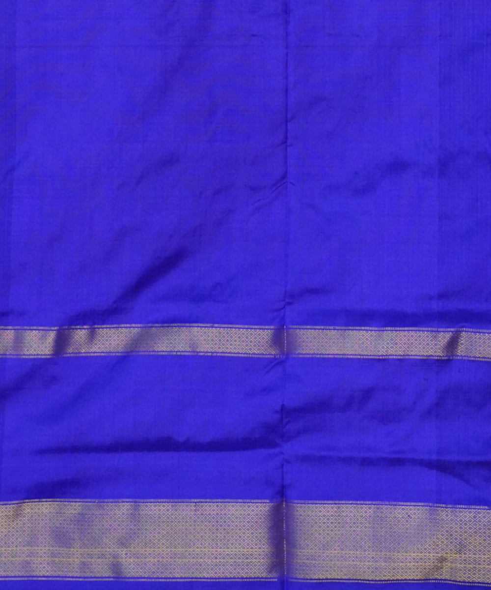 Orange blue handloom silk pochampally ikat saree