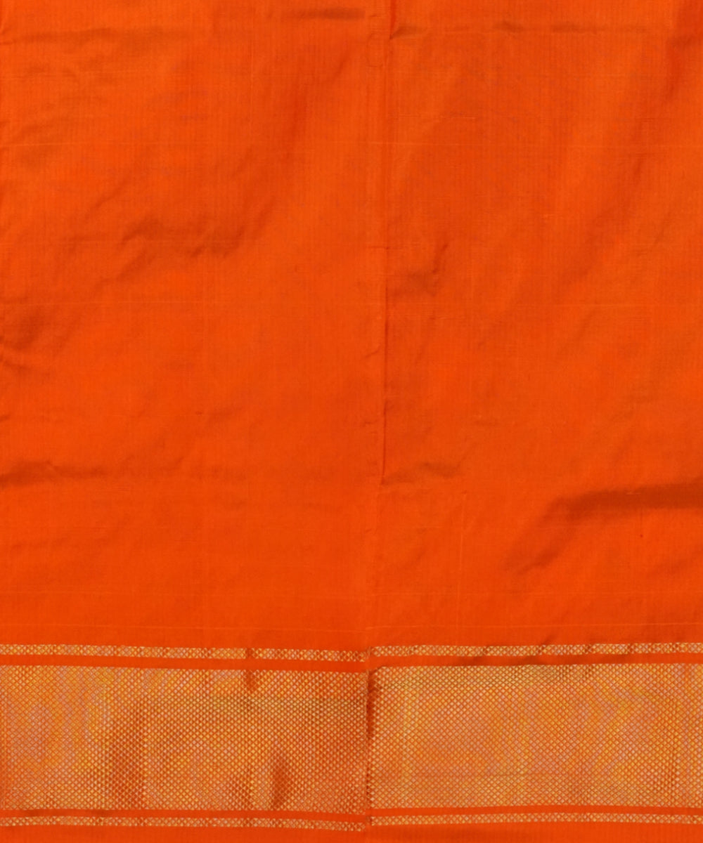 Navy blue orange handloom pochampally ikat silk saree