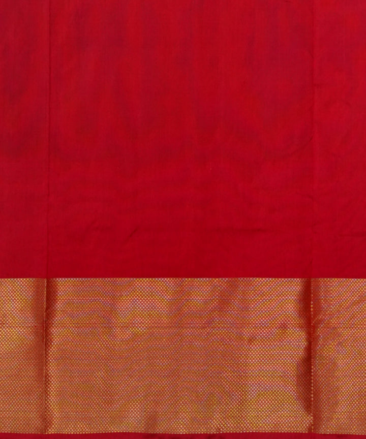 Dark green red handloom pochampally ikat silk saree