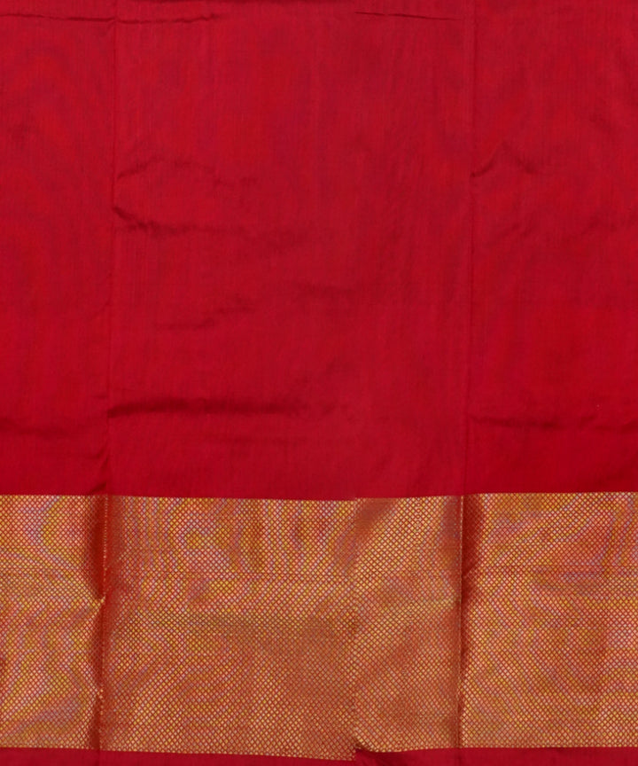 Dark green red pochampally silk handloom saree