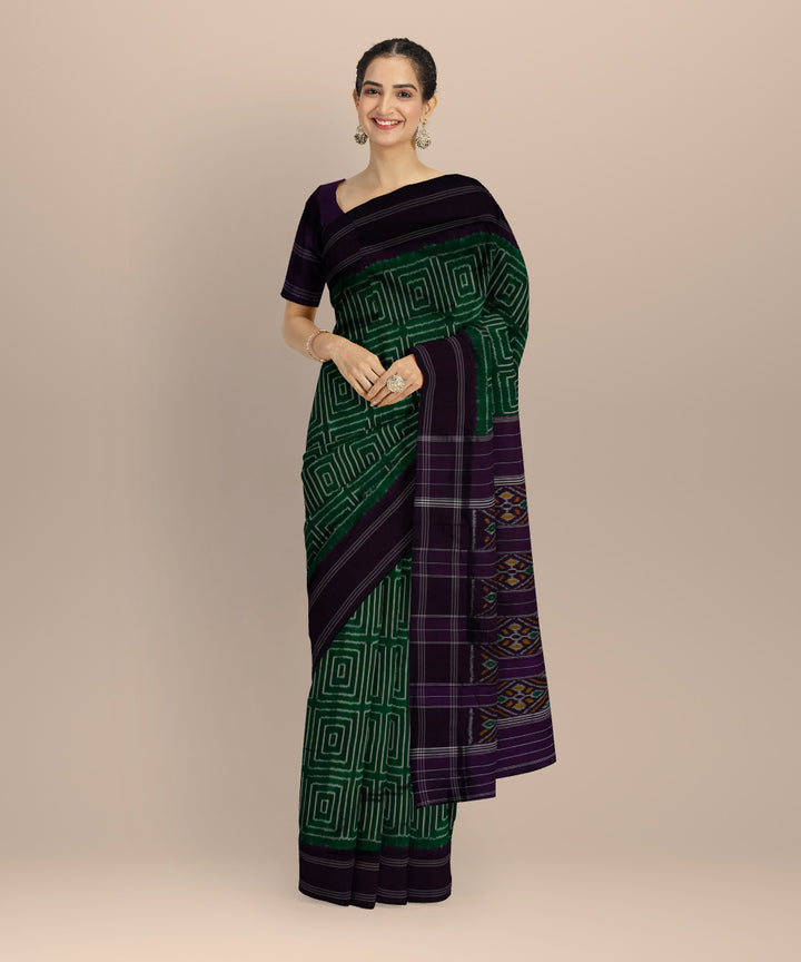 Dark green handloom pochampally ikat silk saree