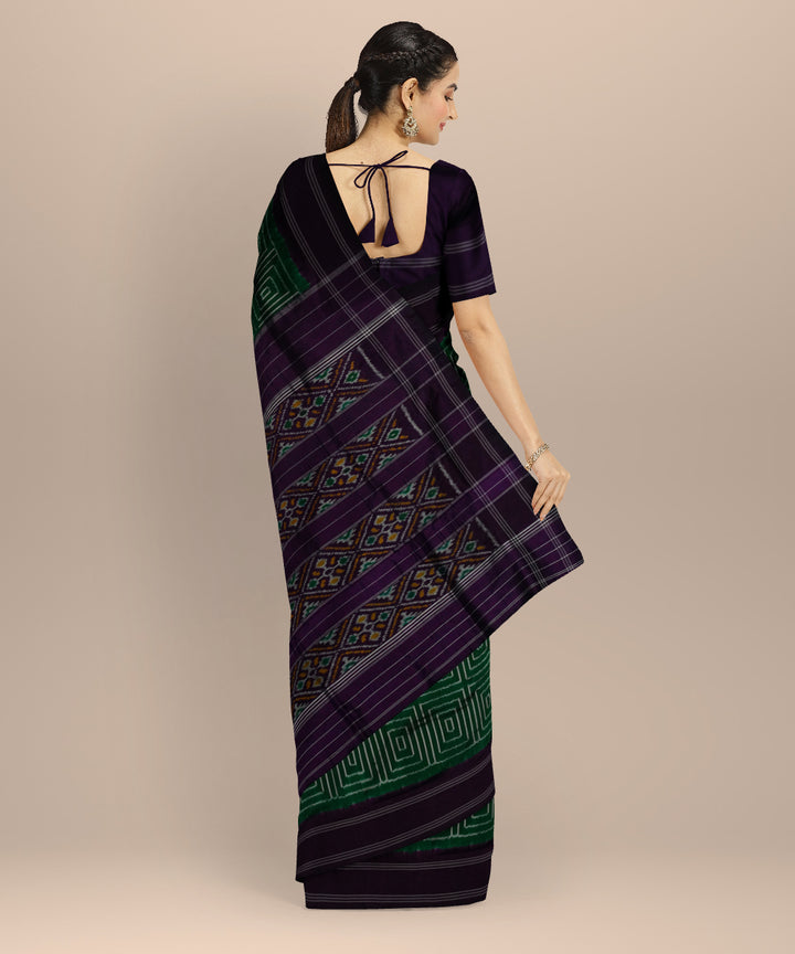 Dark green handloom pochampally ikat silk saree