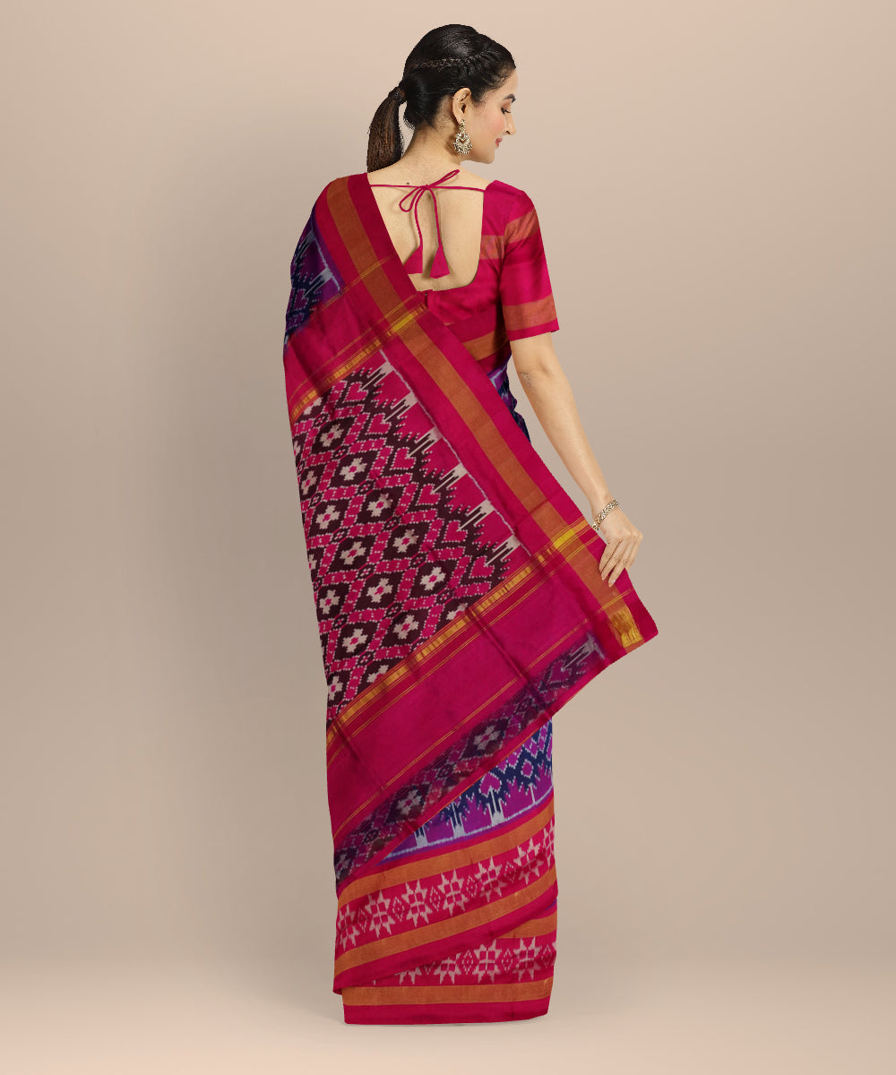 Purple pink handloom pochampally ikat silk saree
