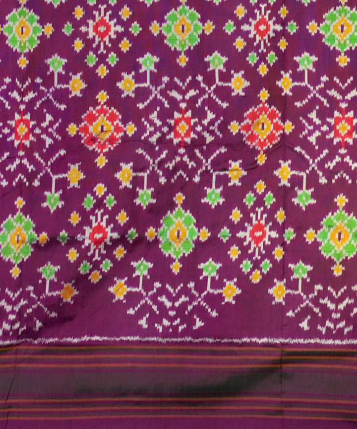 Purple handloom pochampally ikat silk saree