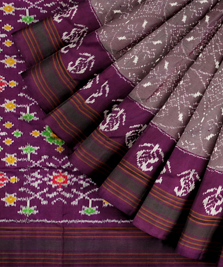 Purple handloom pochampally ikat silk saree
