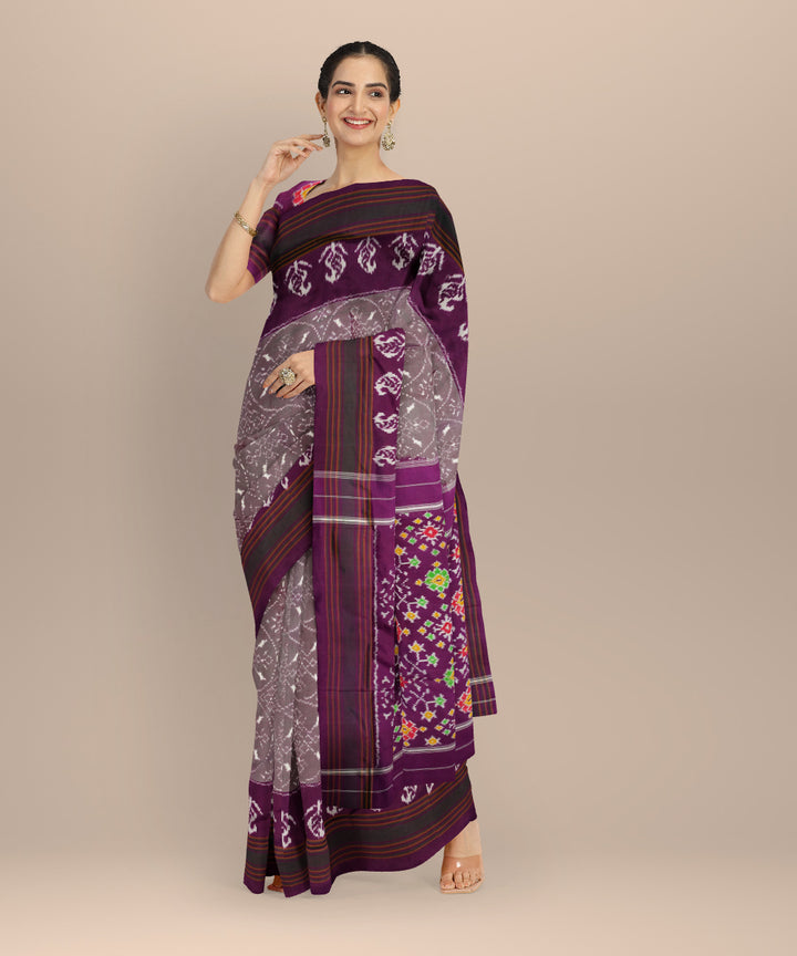 Purple handloom pochampally ikat silk saree