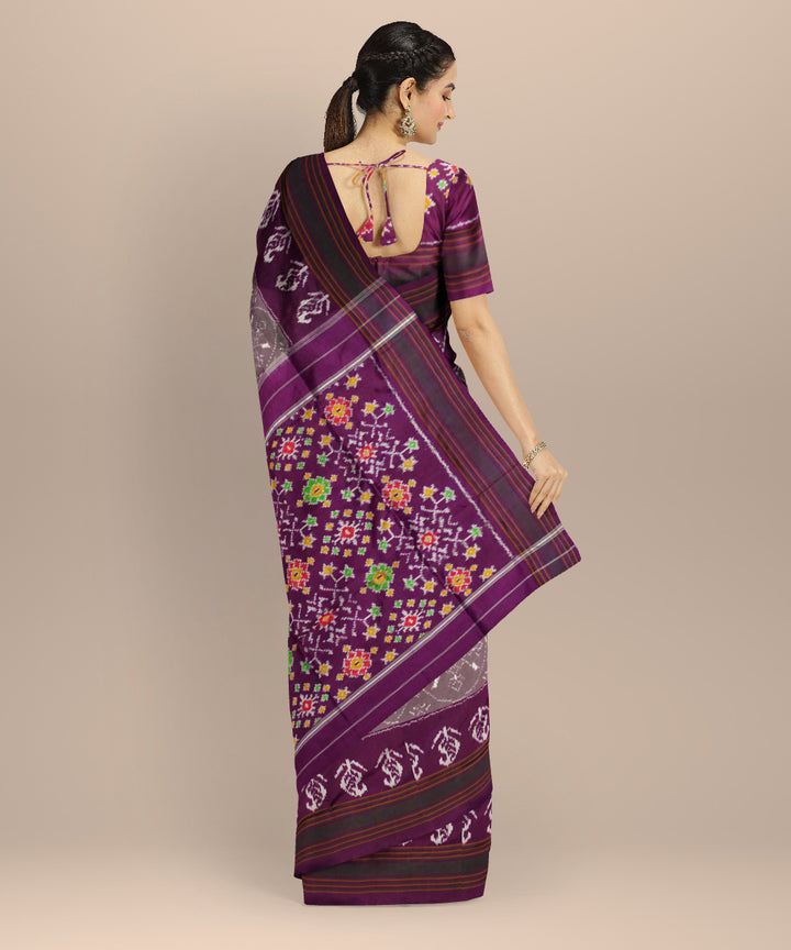 Purple handloom pochampally ikat silk saree
