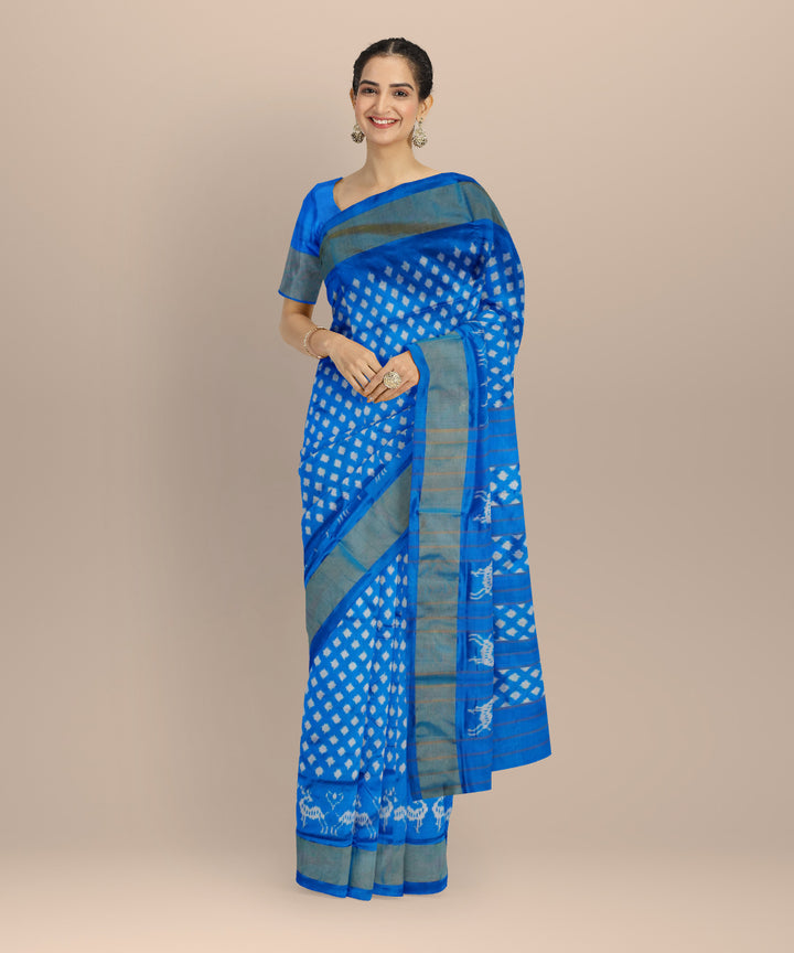Sky blue handloom pochampally ikat silk saree