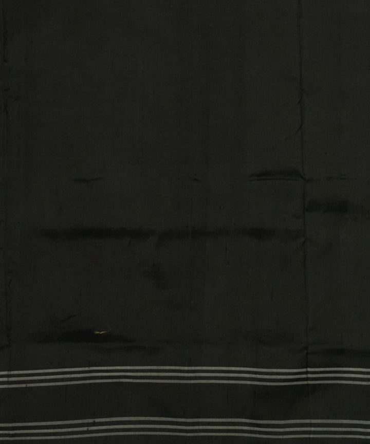 Black white handloom pochampally ikat silk saree