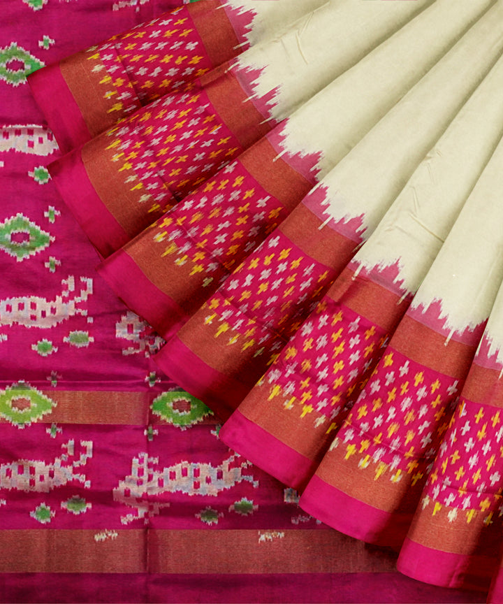 White red handloom silk pochampally saree