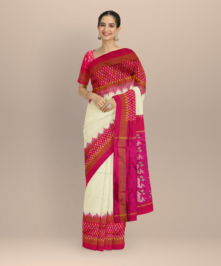 White red handloom silk pochampally saree