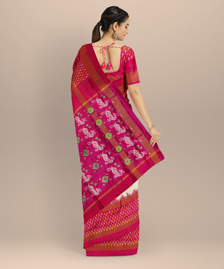 White red handloom silk pochampally saree