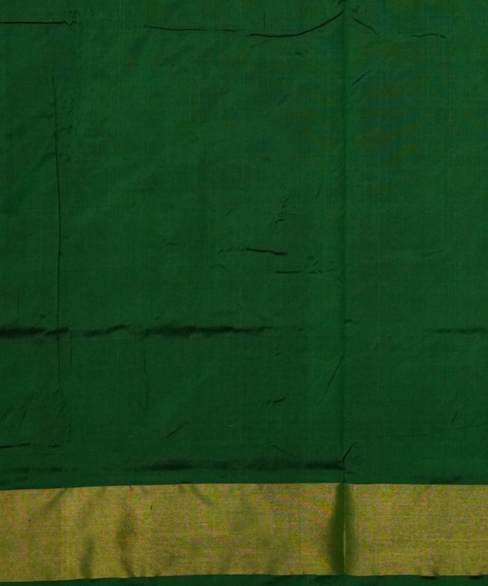 Dark green white handloom pochampally ikat silk saree