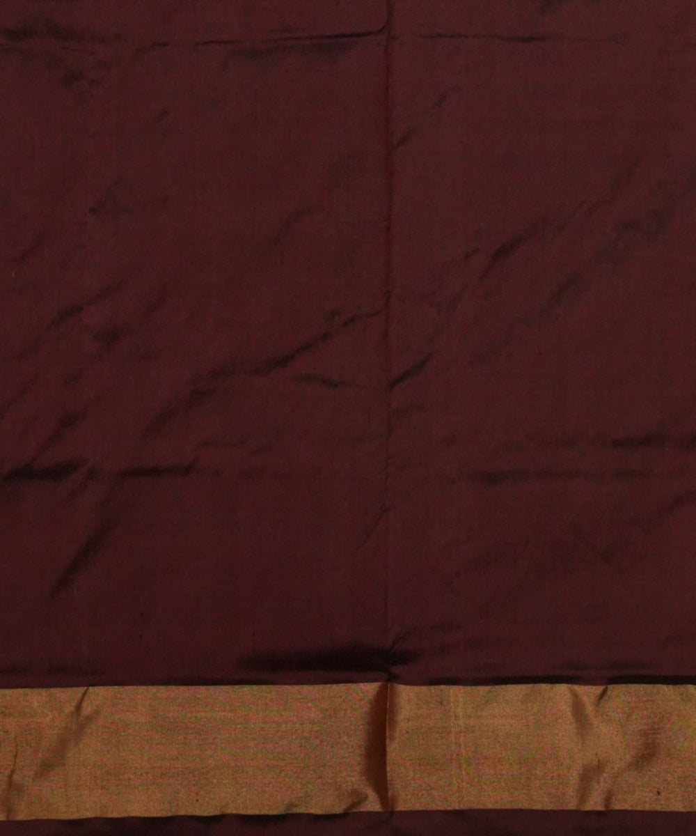 Brown white handloom pochampally ikat silk saree