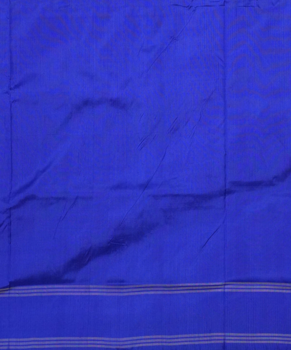 Navy blue white hand loom pochampally ikat silk saree