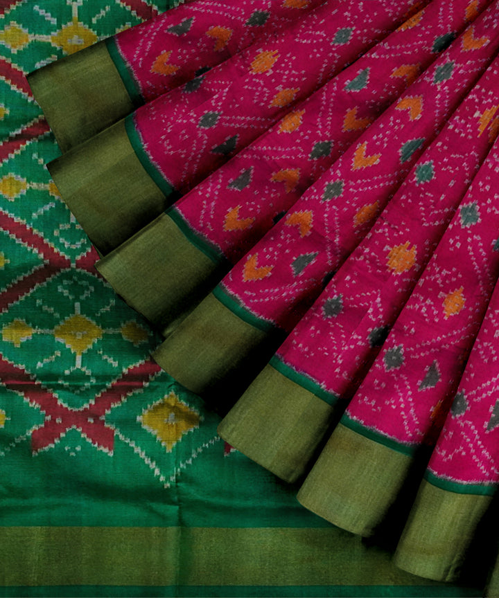 Purple green handloom pochampally ikat silk saree
