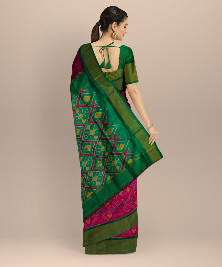Purple green handloom pochampally ikat silk saree