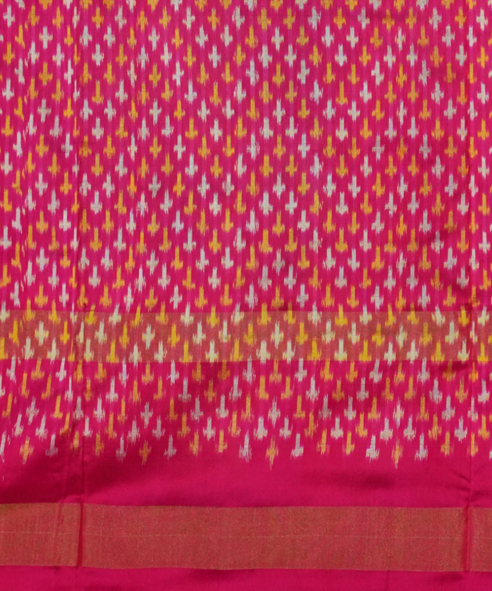 Cyan green majenta handloom pochampally ikat silk saree