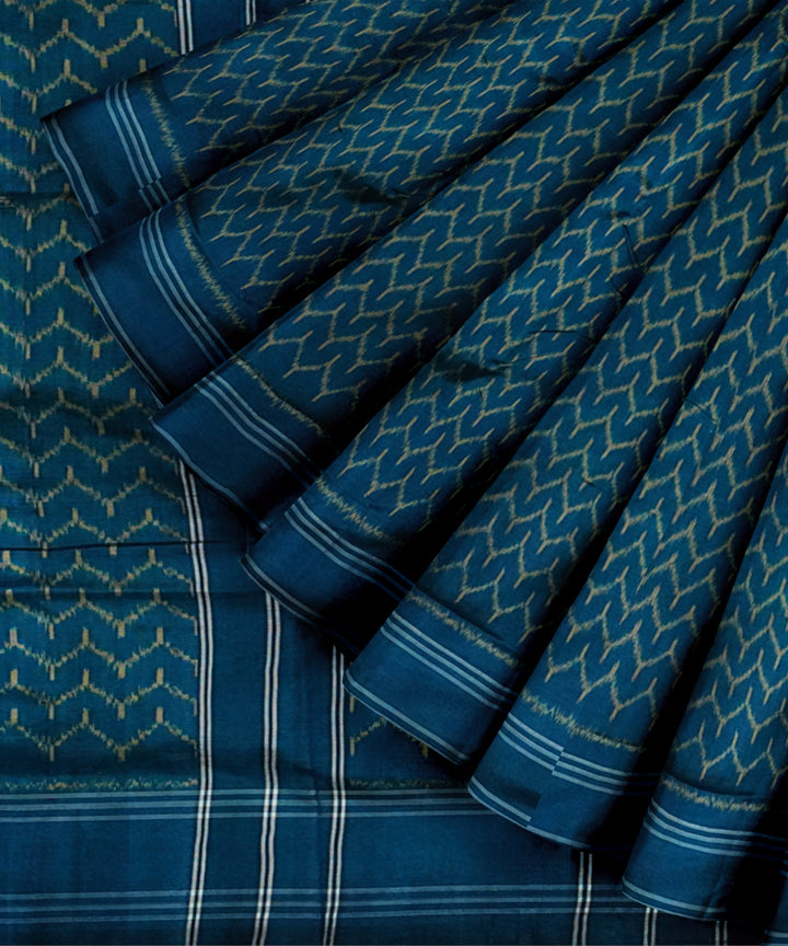 Dark blue handloom pochampally ikat silk saree